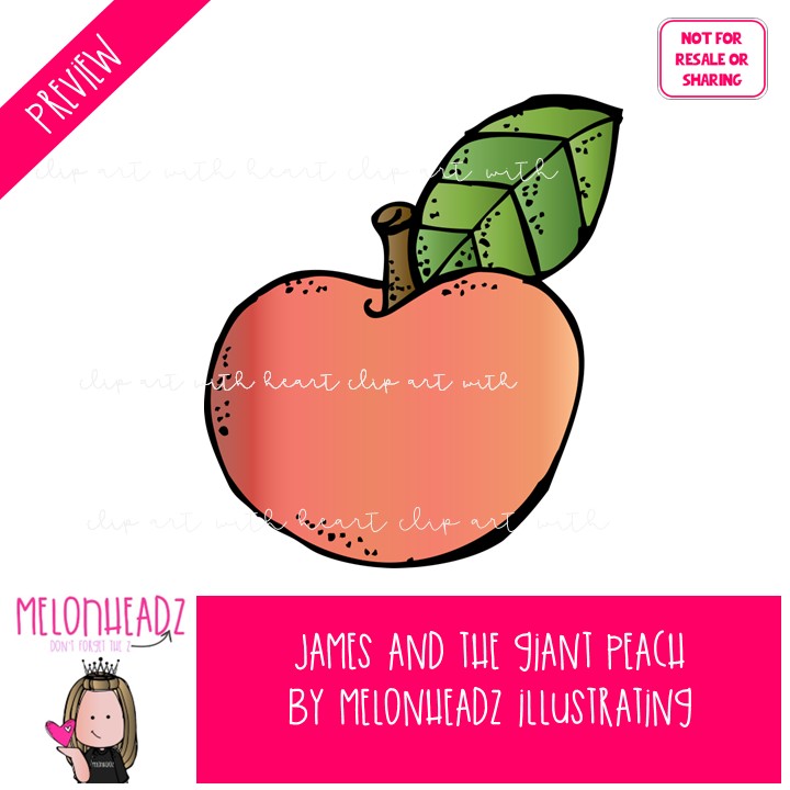 James and the Giant Peach clip art, book companion, literature COLORED Version - Image 2