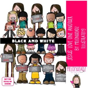 Jesus clip art, Love One Another, LDS, Christian BLACK AND WHITE
