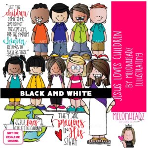 Jesus loves Children clip art, Bible, LDS BLACK AND WHITE