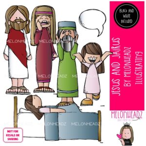 Jesus and Jairus clip art, Bible Mini