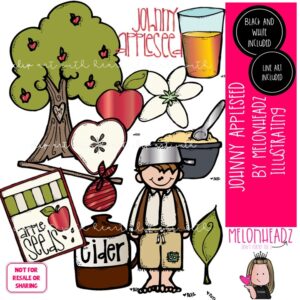 Johnny Appleseed clip art, Historical Figure, tall tale COMBO PACK
