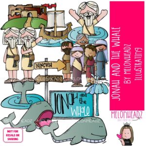 Jonah and the Whale clip art, Bible COLORED Version