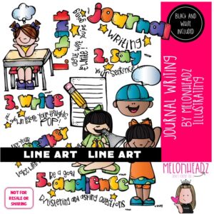 Journal Writing clip art, Writing Process clip art LINE ART and BLACK AND WHITE