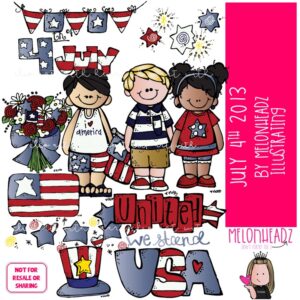 July 4th clip art 2013 Independence Day clip art Patriotic clip art COLORED Version
