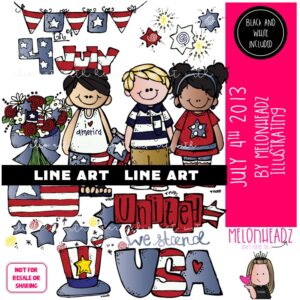 July 4th clip art 2013 Independence Day clip art Patriotic clip art LINE ART and BLACK AND WHITE