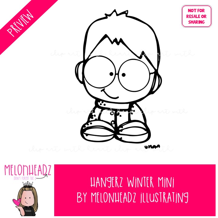 Hangerz clip art, Winter clip art BLACK AND WHITE - Image 2