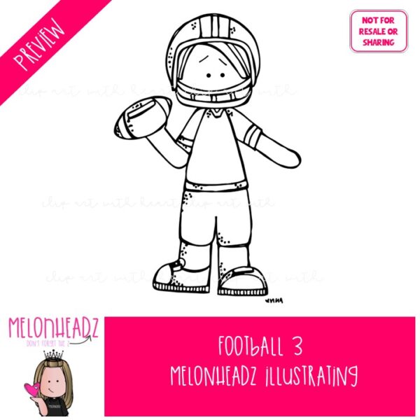 Football 3 clip art, sport, cheerleader BLACK AND WHITE - Melonheadz