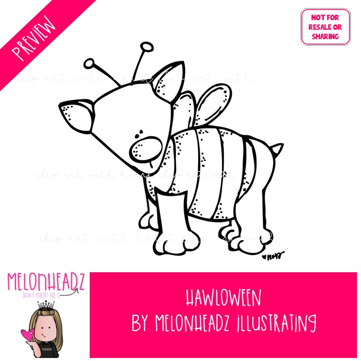 Howloween clip art, dogs, Halloween LINE ART and BLACK AND WHITE - Image 2