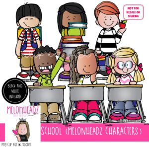 School clip art, Melonheadz Characters, students Mini