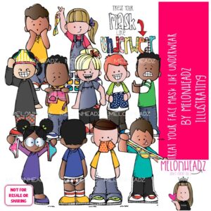 Treat your face mask like underwear clip art, social distance COLORED Version