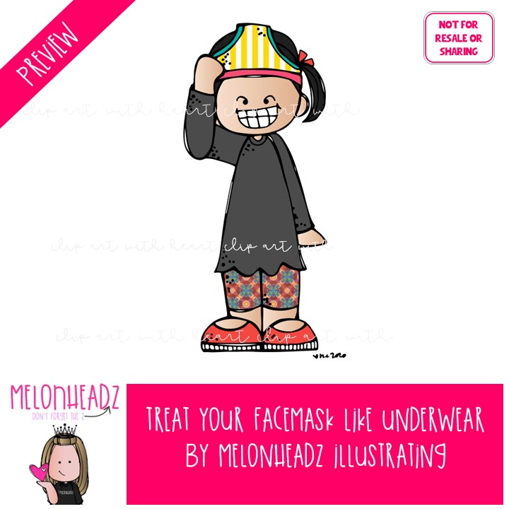 Treat your face mask like underwear clip art, social distance COLORED Version - Image 2