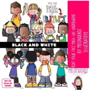 Treat your face mask like underwear clip art, social distance BLACK AND WHITE