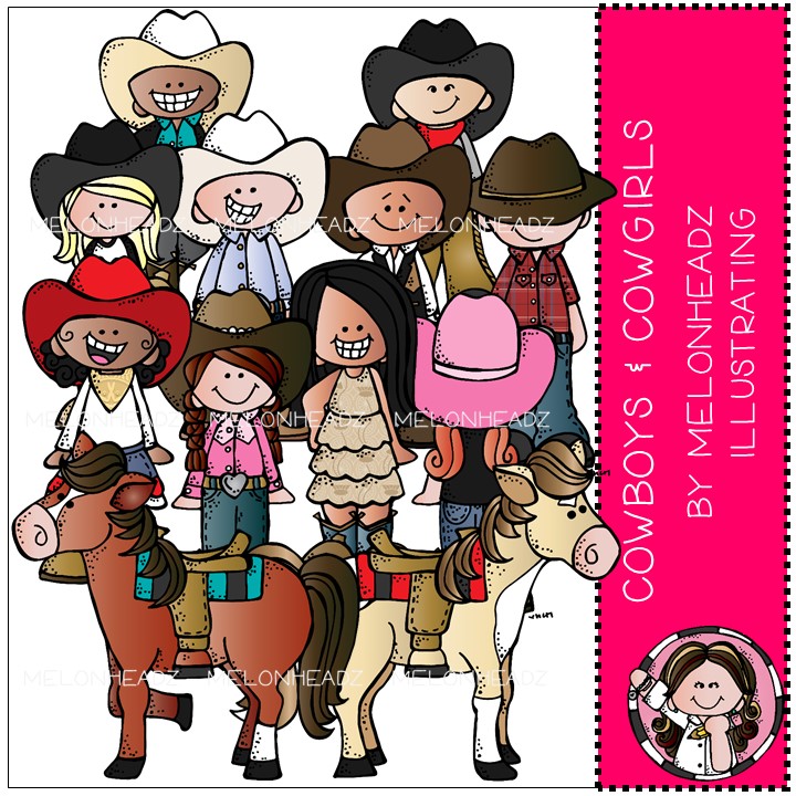 Cowboys And Cowgirls Clip Art Combo Pack Melonheadz Illustrating