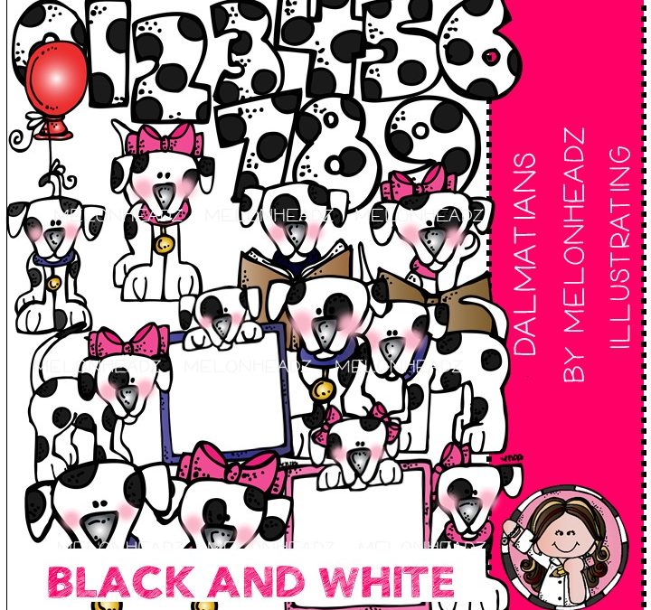 Dalmatians clip art – BLACK AND WHITE