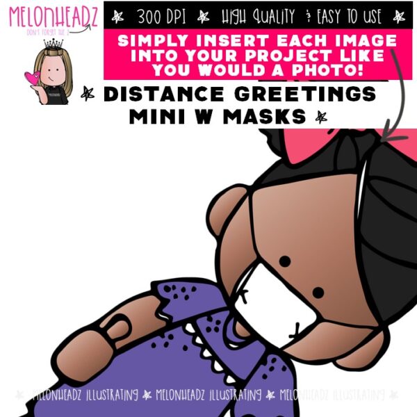Distance Greetings clip art with masks, Welcome, Hello and Goodbye Mini ...