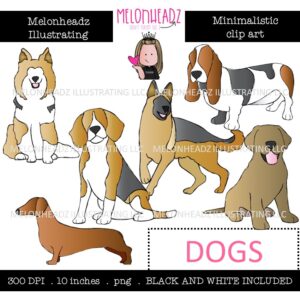 Dogs clip art, Minimal Style Mini