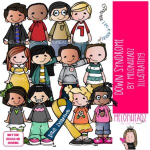 Down Syndrome clip art, differently abled COLORED Version