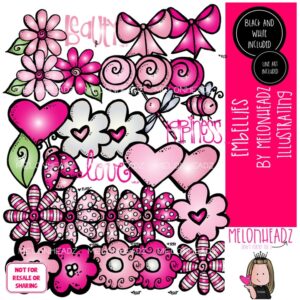 Embellies clip art, embellishments, bee, flower COMBO PACK