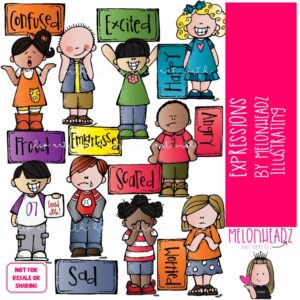 Expressions clip art Emotions clip art Feelings clip art COLORED Version