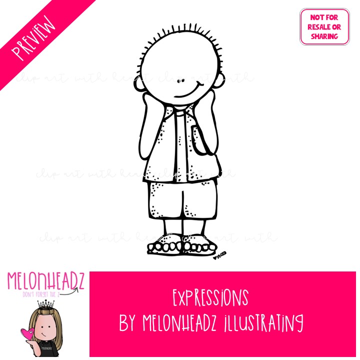 Expressions clip art Emotions clip art Feelings clip art LINE ART and BLACK AND WHITE - Image 2