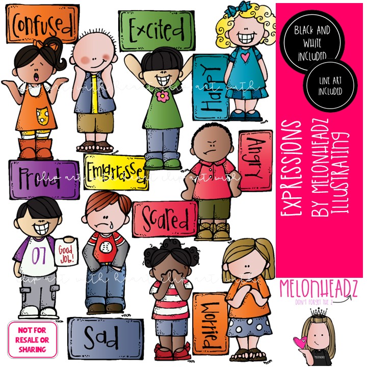 Expressions clip art Emotions clip art Feelings clip art COMBO PACK