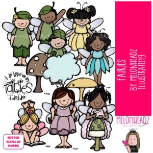 Fairies clip art Mushroom clip art Pixie clip art COLORED Version