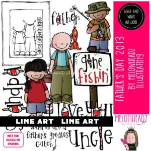 Father's Day clip art / Printable 2013 Dad's Day clip art LINE ART and BLACK AND WHITE