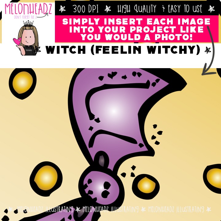 Witch clip art, Feelin Witchy, Halloween COMBO PACK - Image 3