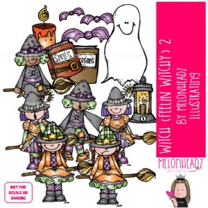 Witch clip art, Feelin Witchy 2, Halloween COLORED Version