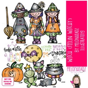 Witch clip art, Feelin Witchy, Halloween COLORED Version