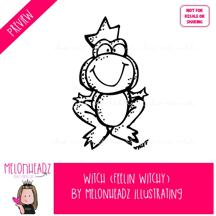 Witch clip art, Feelin Witchy, Halloween LINE ART and BLACK AND WHITE - Image 2