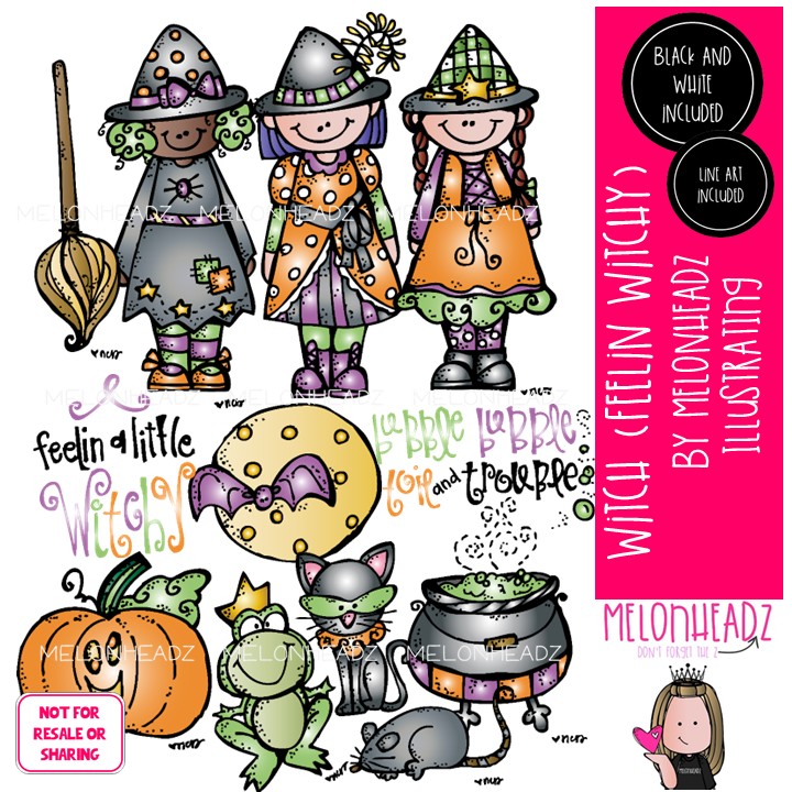Witch clip art, Feelin Witchy, Halloween COMBO PACK
