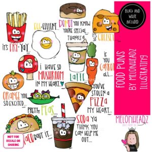 Food Puns clip art, word art, pizza COMBO PACK