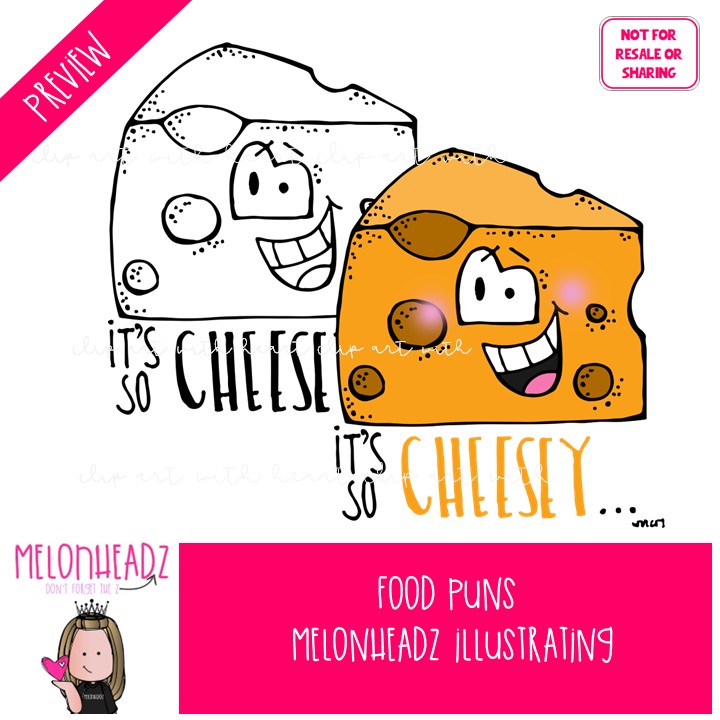 Food Puns clip art, word art, pizza COMBO PACK - Image 2