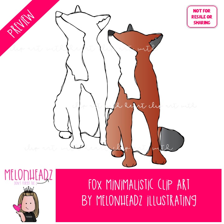 Foxes clip art, Minimal Style Mini - Image 2