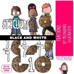 Fractions clip art, Math clip art, Donut clip art BLACK AND WHITE