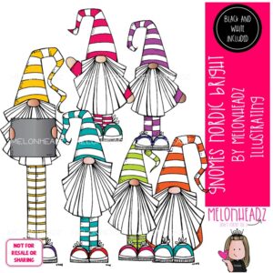 Gnomes clip art, Nordic, bright Mini