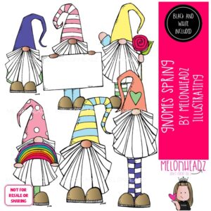 Gnomes clip art, Spring, pastel Mini