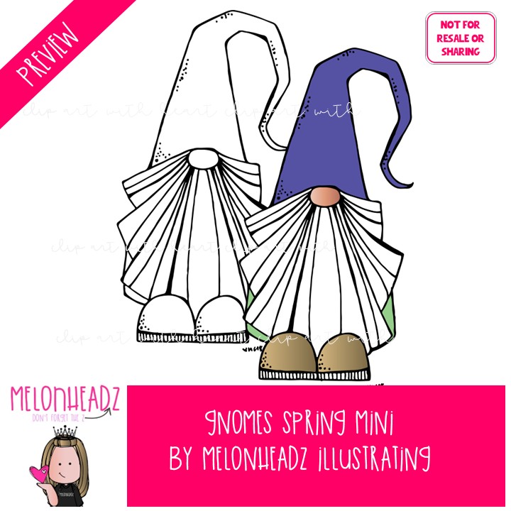 Gnomes clip art, Spring, pastel Mini - Image 2