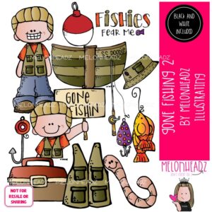 Gone Fishing clip art 2, hobby, sport COMBO PACK