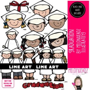 Graduation clip art Commencement clip art LINE ART and BLACK AND WHITE