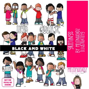 Greetings clip art, Welcome clip art, Hello and Goodbye clip art BLACK AND WHITE
