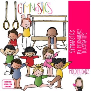 Gymnastics clip art, sports, tumbling COLORED Version