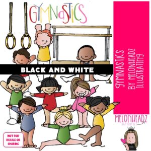 Gymnastics clip art, sport, tumbling BLACK AND WHITE