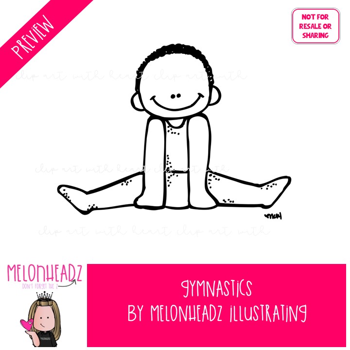 Gymnastics clip art, sport, tumbling BLACK AND WHITE - Image 2