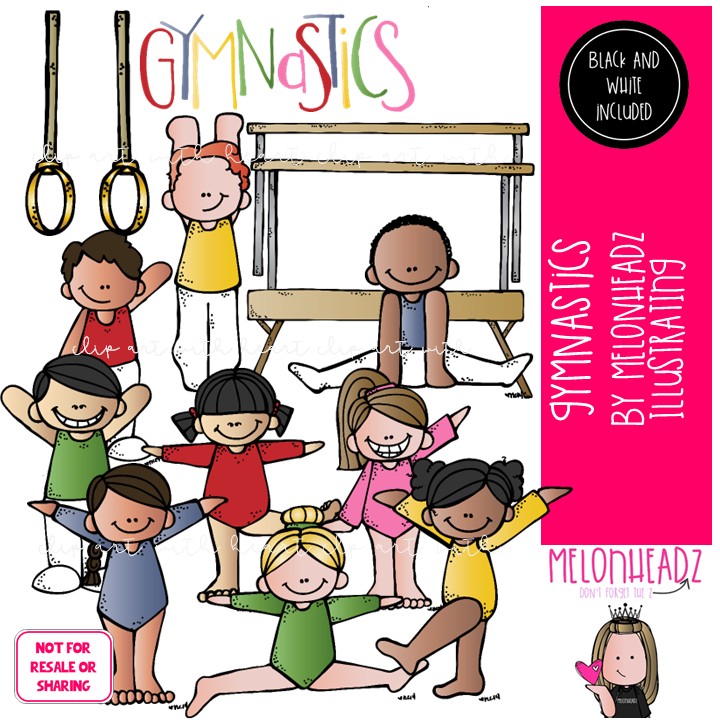 Gymnastics clip art, sport, tumbling COMBO PACK