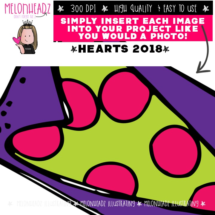 Hearts clip art 2018, Valentine's Day COLORED Version - Image 3