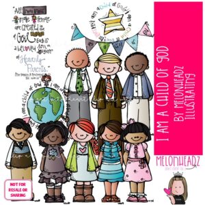 I am a child of God clip art, LDS, Christian COLORED Version