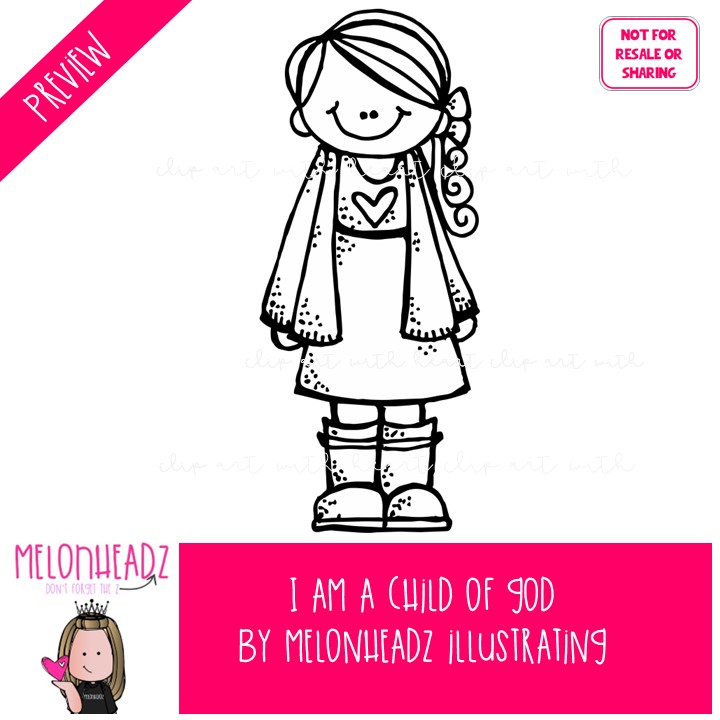 I am a child of God clip art, LDS, Christian LINE ART and BLACK AND WHITE - Image 2