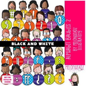 Alphabet Baubles clip art 2, Letters clip art BLACK AND WHITE